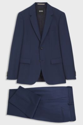 Slim-Fit Dreiteiler aus Schurwolle, Dunkelblau