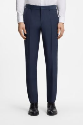 Three-piece slim-fit suit in virgin wool, Dark Blue