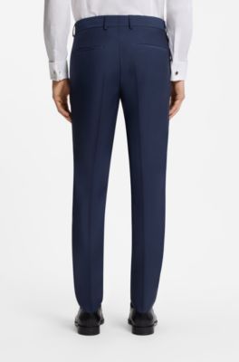 Slim-fit driedelig pak van scheerwol, Donkerblauw
