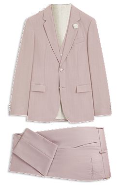 Three-piece slim-fit suit in virgin wool