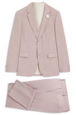 Three-piece slim-fit suit in virgin wool