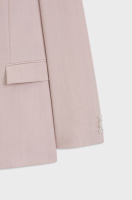 Three-piece slim-fit suit in virgin wool, Light Pink