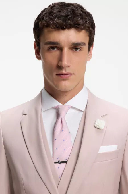 Three-piece slim-fit suit in virgin wool