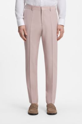 Three-piece slim-fit suit in virgin wool, light pink