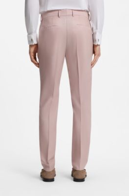 Three-piece slim-fit suit in virgin wool, Light Pink