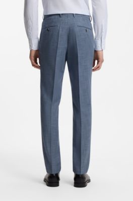 Two-piece slim-fit suit in cotton and virgin wool, Blue