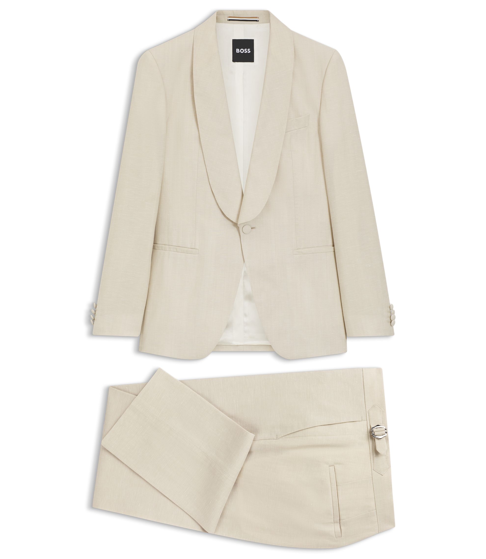 Slim-Fit Smoking-Zweiteiler aus Schurwolle und Leinen