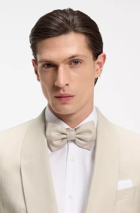 Two-piece slim-fit tuxedo suit in virgin wool and linen