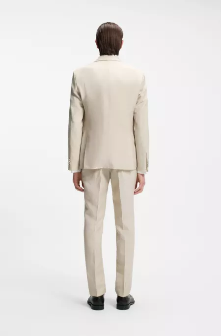 Two-piece slim-fit tuxedo suit in virgin wool and linen