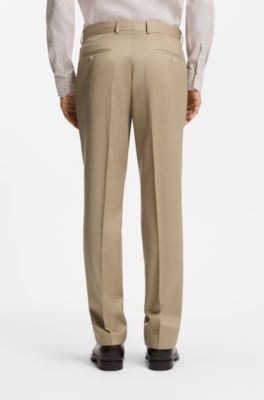 Three-piece slim-fit suit in virgin-wool serge, Light Beige