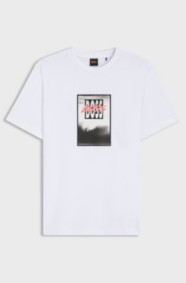 Cotton-jersey T-shirt with printed artwork, White