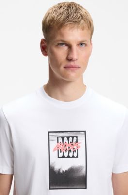 Cotton-jersey T-shirt with printed artwork, White