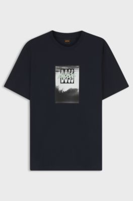 Cotton-jersey T-shirt with printed artwork, Dark Blue