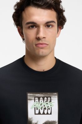 Cotton-jersey T-shirt with printed artwork, Dark Blue