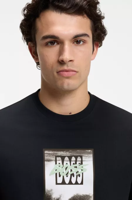 Cotton-jersey T-shirt with printed artwork