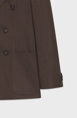 Two-piece slim-fit suit in stretch cotton, Dark Brown