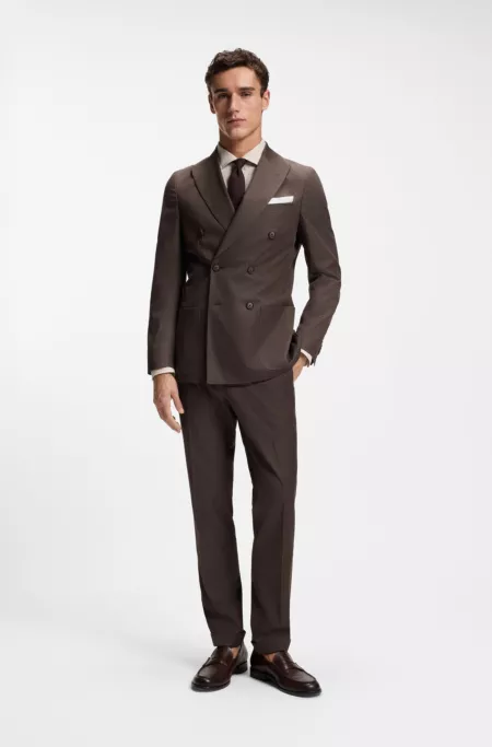 Two-piece slim-fit suit in stretch cotton