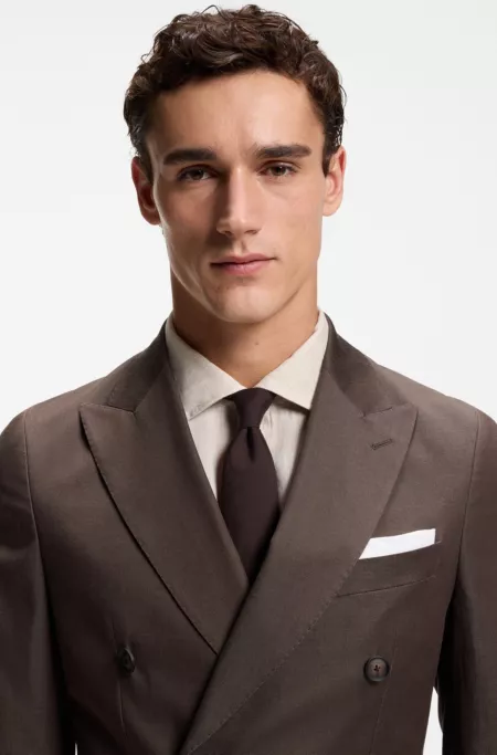 Two-piece slim-fit suit in stretch cotton