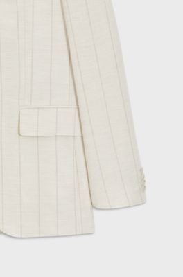 Two-piece slim-fit suit in cotton and virgin wool, Light Grey