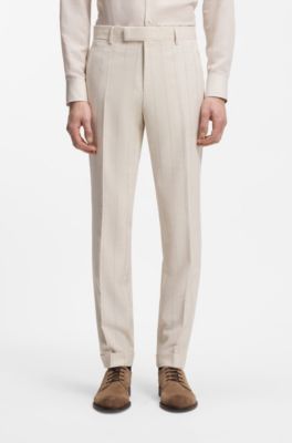 Two-piece slim-fit suit in cotton and virgin wool, Light Grey