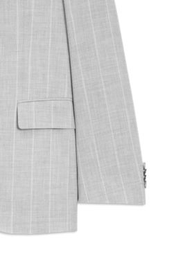 Two-piece slim-fit suit in cotton and virgin wool, Light Grey