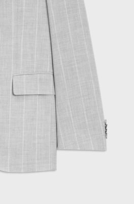 Two-piece slim-fit suit in cotton and virgin wool, Light Grey