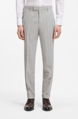 Two-piece slim-fit suit in cotton and virgin wool, Light Grey