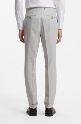 Two-piece slim-fit suit in cotton and virgin wool, Light Grey
