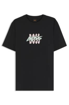 Cotton-jersey T-shirt with logo artwork 1