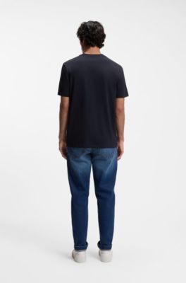 Cotton-jersey T-shirt with logo artwork, Dark Blue