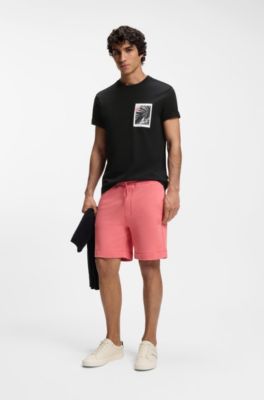 Cotton-jersey T-shirt with graphic print, Black