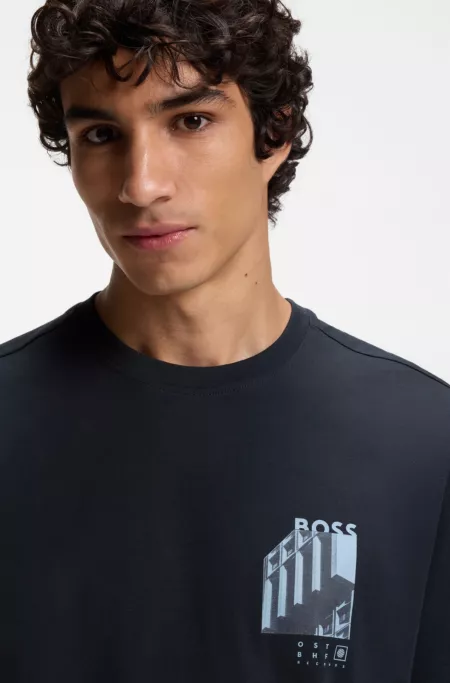 Camiseta de punto de algodón con estampado gráfico