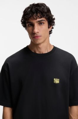 Cotton-jersey T-shirt with Brutalism artwork, Black