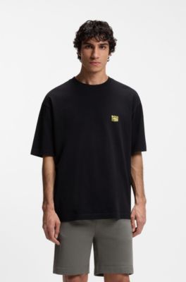 Cotton-jersey T-shirt with Brutalism artwork, Black