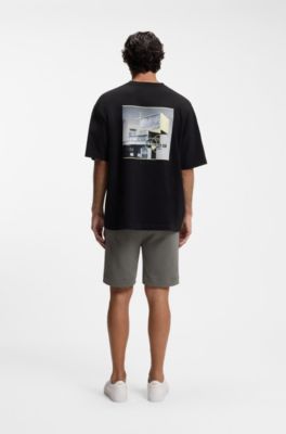 T-shirt in jersey di cotone con grafica Brutalism, Nero