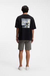 Cotton-jersey T-shirt with Brutalism artwork, Black