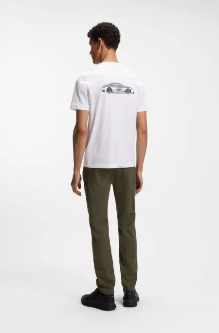 Porsche x BOSS mercerised-cotton T-shirt with rear graphics
