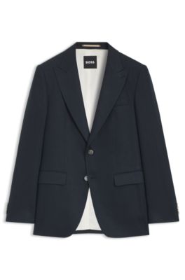 Slim-fit jacket in linen twill, Dark Blue