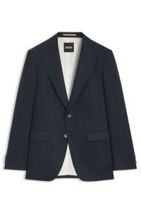 Slim-fit jacket in linen twill, Dark Blue