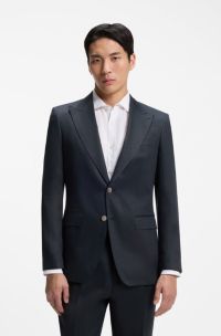 Slim-fit jacket in linen twill, Dark Blue