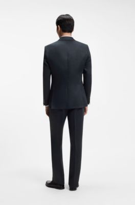 Slim-fit colbert van linnen keperstof, Donkerblauw