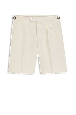 Tapered-fit shorts in linen with front pleats