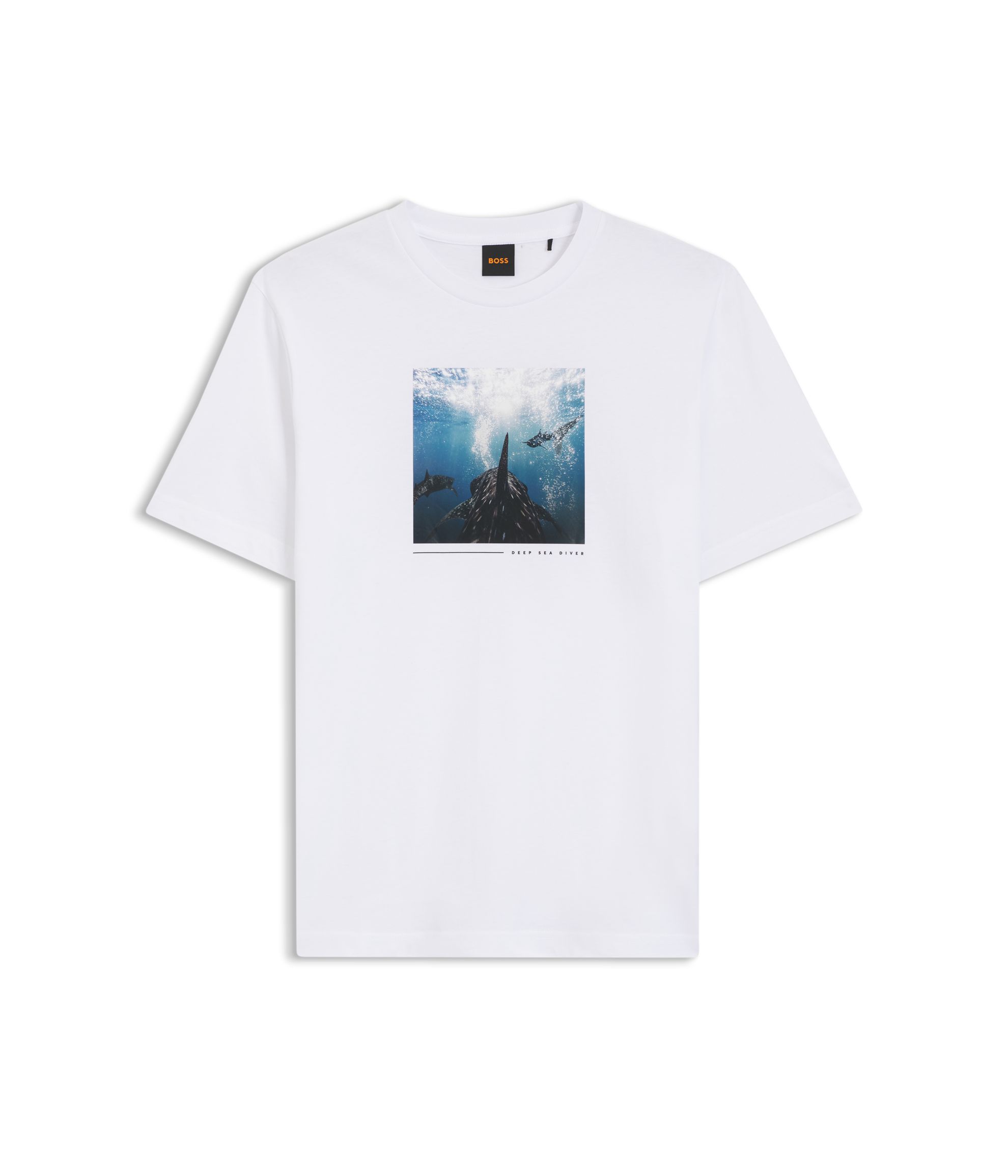 BOSS - Cotton-jersey T-shirt with printed artwork - White
