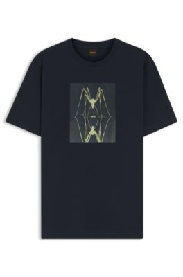 Cotton-jersey T-shirt with printed artwork, Dark Blue