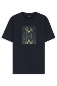 Cotton-jersey T-shirt with printed artwork, Dark Blue