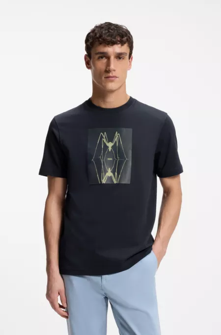 Cotton-jersey T-shirt with printed artwork