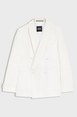 Slim fit-kavaj i twill av linne, Vit