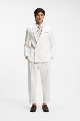 Slim fit-kavaj i twill av linne, Vit