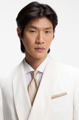 Veste Slim Fit en twill de lin, Blanc