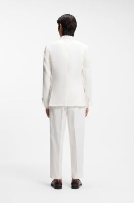 Slim-Fit Twill-Sakko aus Leinen, Wei&szlig;